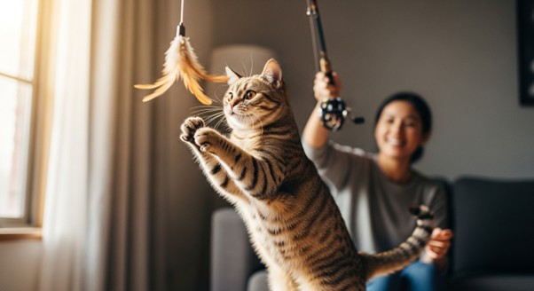 Tutora brincando com gato