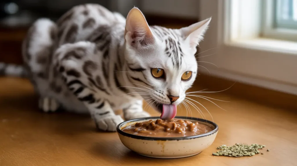 Gato comendo sachê