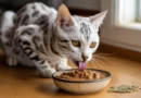 Gato comendo sachê