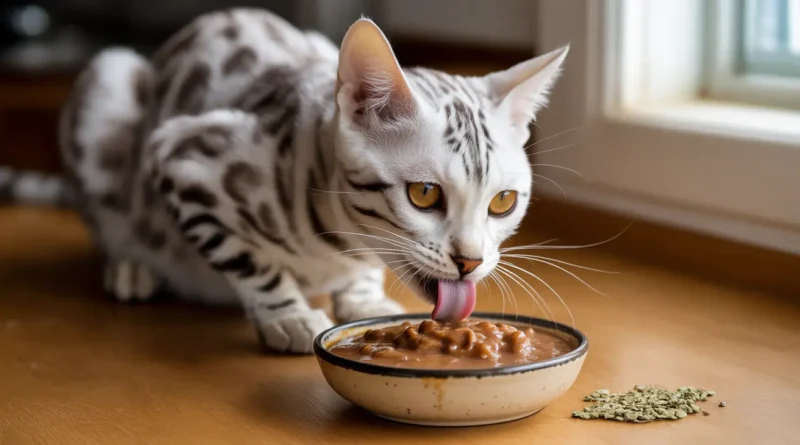 Gato comendo sachê
